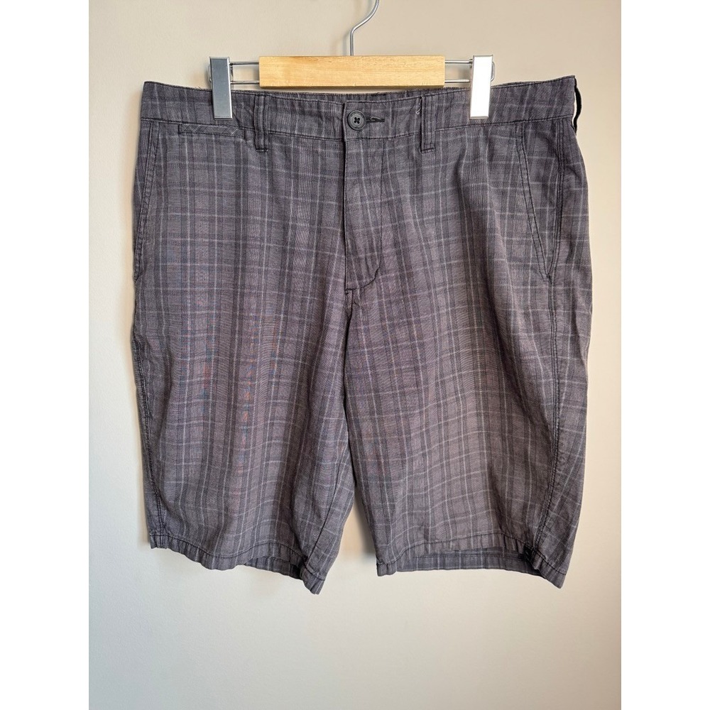 Quiksilver Mens Plaid Chino Shorts Grey Casual Summer Flat Front Size‎ 34 Preppy